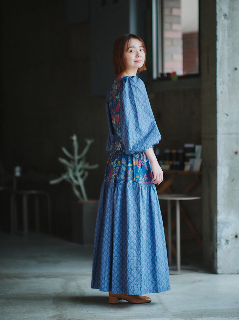 SOULEIADO×maiando【ブラウス&スカートキットセット】ネイビーブルー