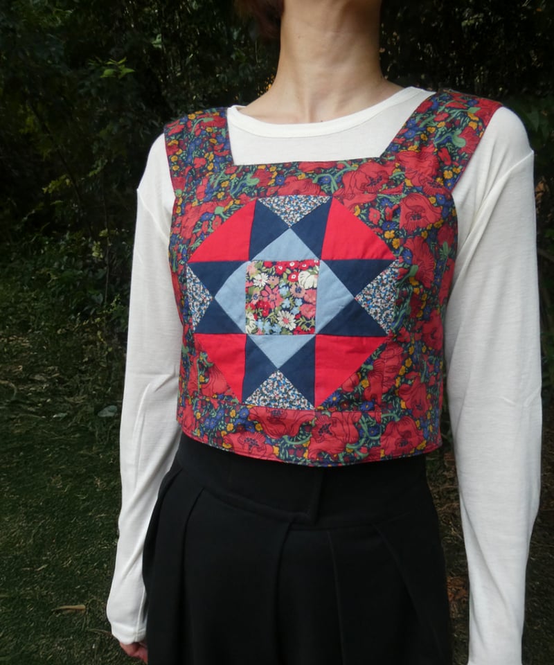 大人用【パッチワークビスチェ】＜材料セット＞レッド(LIBERTY FABRICS