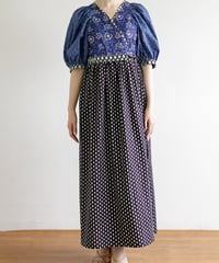 SOULEIADO【ボリューム袖のカシュクールワンピースキット】ブラックブルー