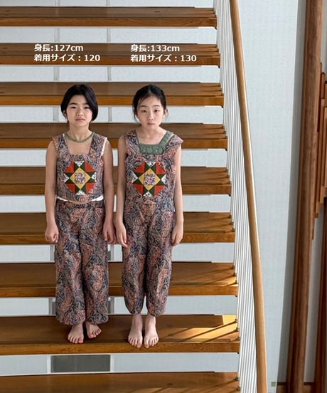 [TRICOLLAGE]maiado×une moaché子ども【パッチワークビスチェ】＜材料セット＞オレンジグリーン(LIBERTY FABRICS)