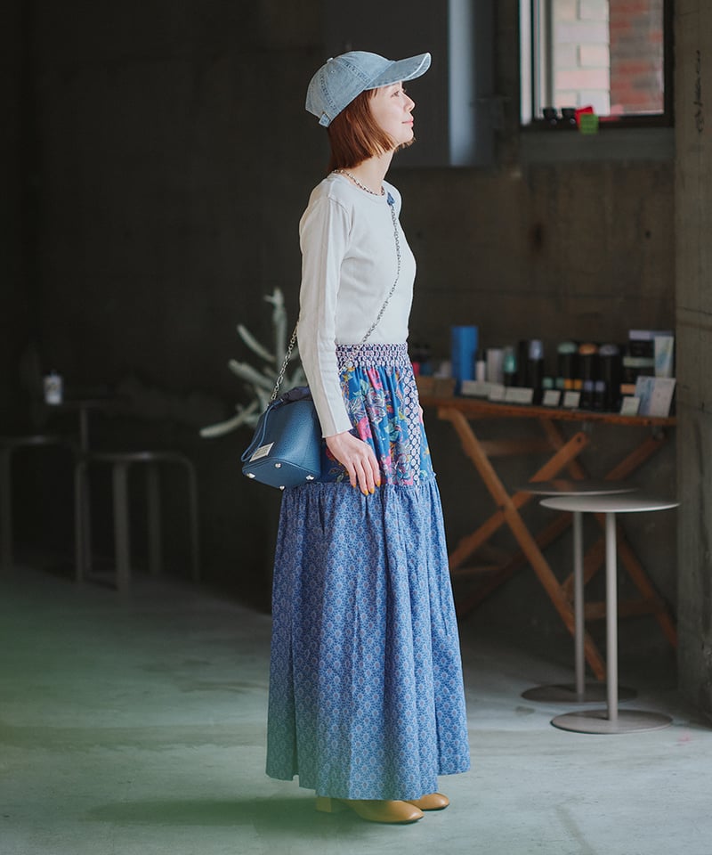 SOULEIADO【ラインギャザースカートキット】ネイビーブルー | maiando