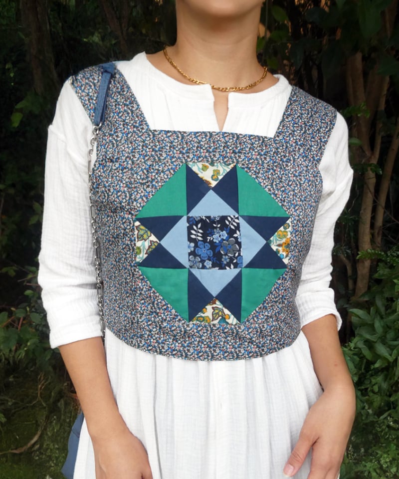 パッチワークビスチェ】＜材料セット＞ネイビー(LIBERTY FABRICS