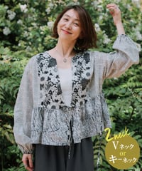 maiando×patternLabel【2ネックカシュクールカーデ】<キット>/<材料セット>ブラック(LIBERTY FABRICS)