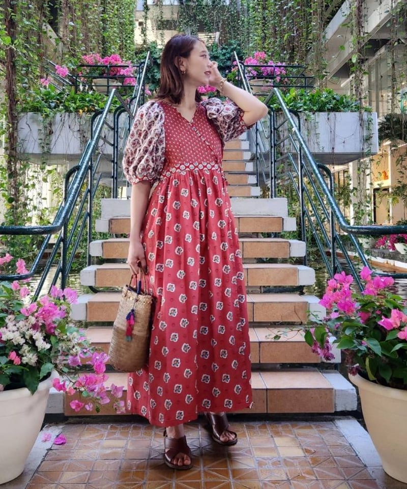 maiando×Lilla Blomma【ボリューム袖のカシュクールワンピース型紙