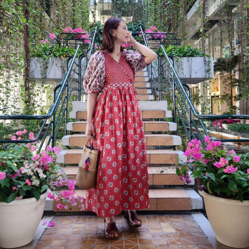 maiando×Lilla Blomma【ボリューム袖のカシュクールワンピース型紙