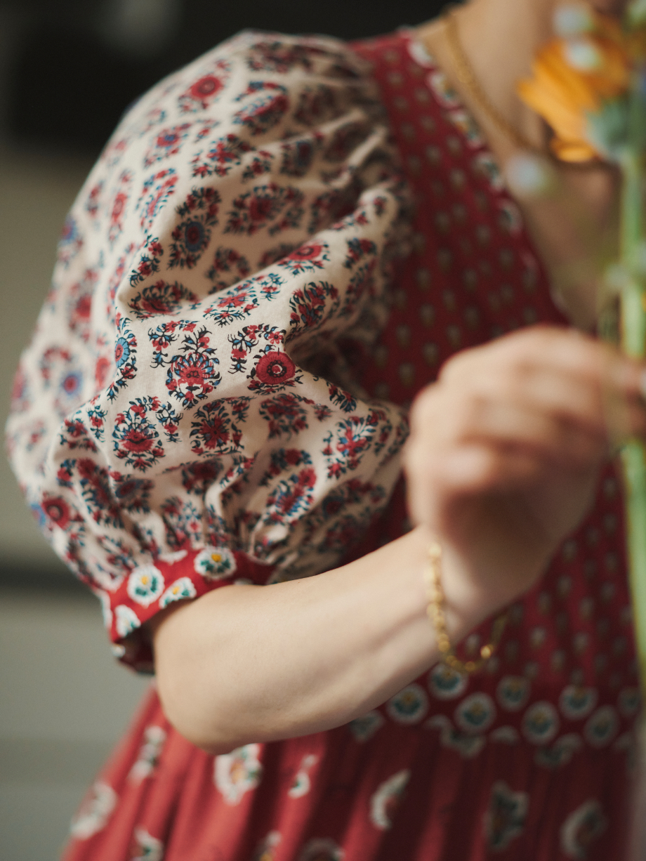 maiando×Lilla Blomma【ボリューム袖のカシュクールワンピース型紙