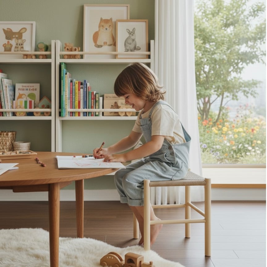 ペーパーコードキッズチェアSHIKAKU-mini（正方形)/ 子供用スツール