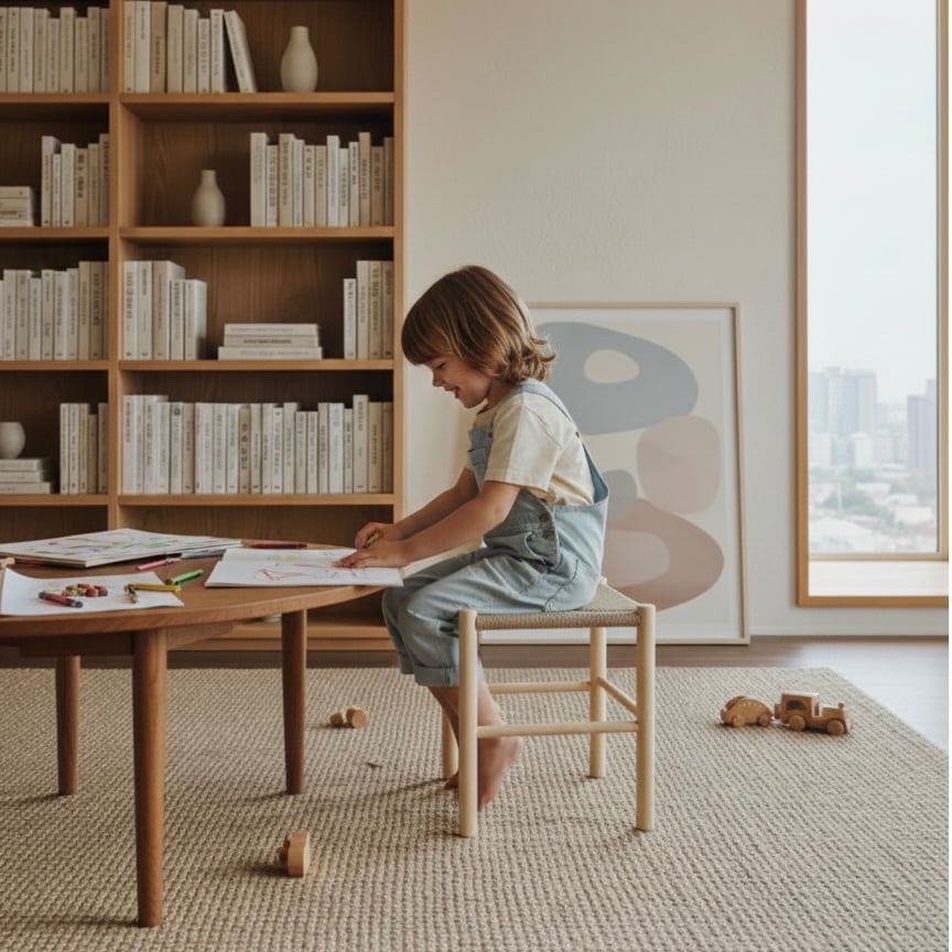 ペーパーコードキッズチェアSHIKAKU-Rectangle（長方形)/ 子供用