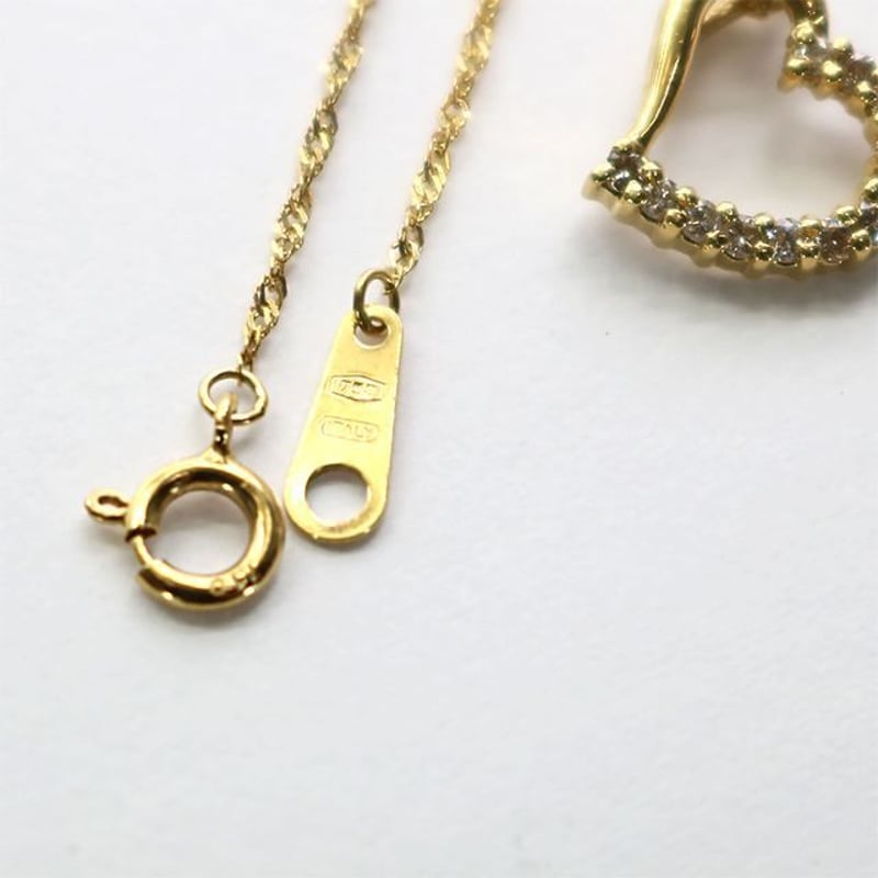 ネックレス 750 ITALY K18 ダイヤモンド 0.10ct ハート {03020524 