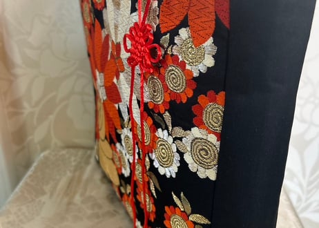 BA-3金系菊花華六通柄　ヴィンテージ帯バッグ