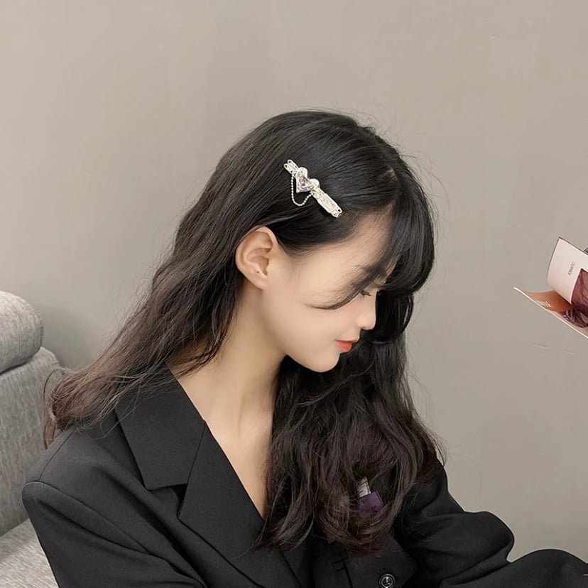 ハート シルバー デコ y2k ヘアピン | 해님 ハート シルバー デコ y2k ヘアピン | 해님
