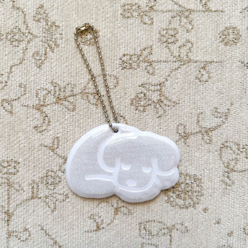 犬の反射板キーホルダー(しろ)【てらおかなつみ】【リフレクター】【犬