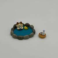 温泉-猫セット（工芸品　インテリア飾り 誕生日 結婚祝い プレゼント）