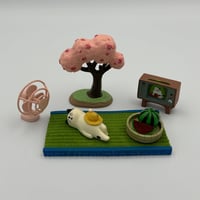 寝る猫、桜、畳、夏スタイルセット（工芸品　インテリア飾り 誕生日 結婚祝い プレゼント）