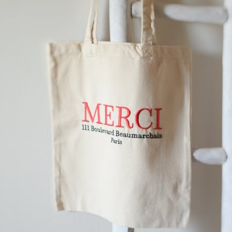 パリ MERCI メルシー ロゴ刺繍 トートバック