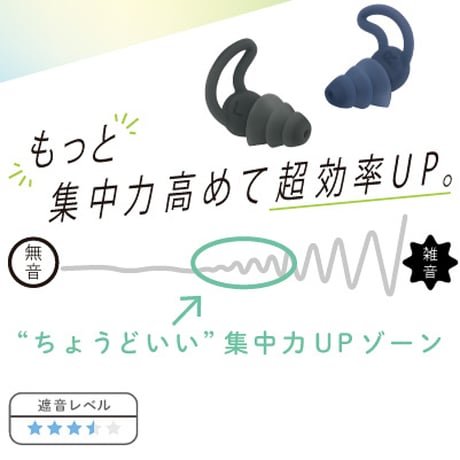 集中耳栓EX ケース付 シリコンタイプ SP-2037 ブラック ネイビー ソニック