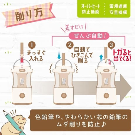 電動鉛筆削り リビガク 充電式トガリターン 芯先調整付 トガると出てくる全自動鉛筆削り LVH-7005 ソニック