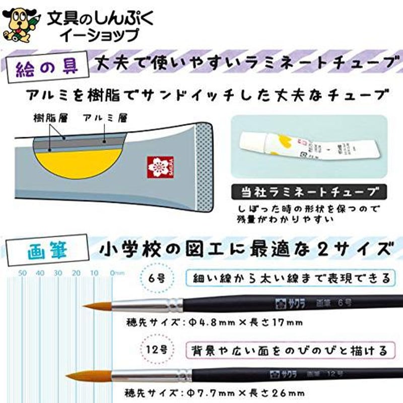 絵の具セット 小学生 マット水彩 EWZ-R12 絵の具 ラミネートチューブ