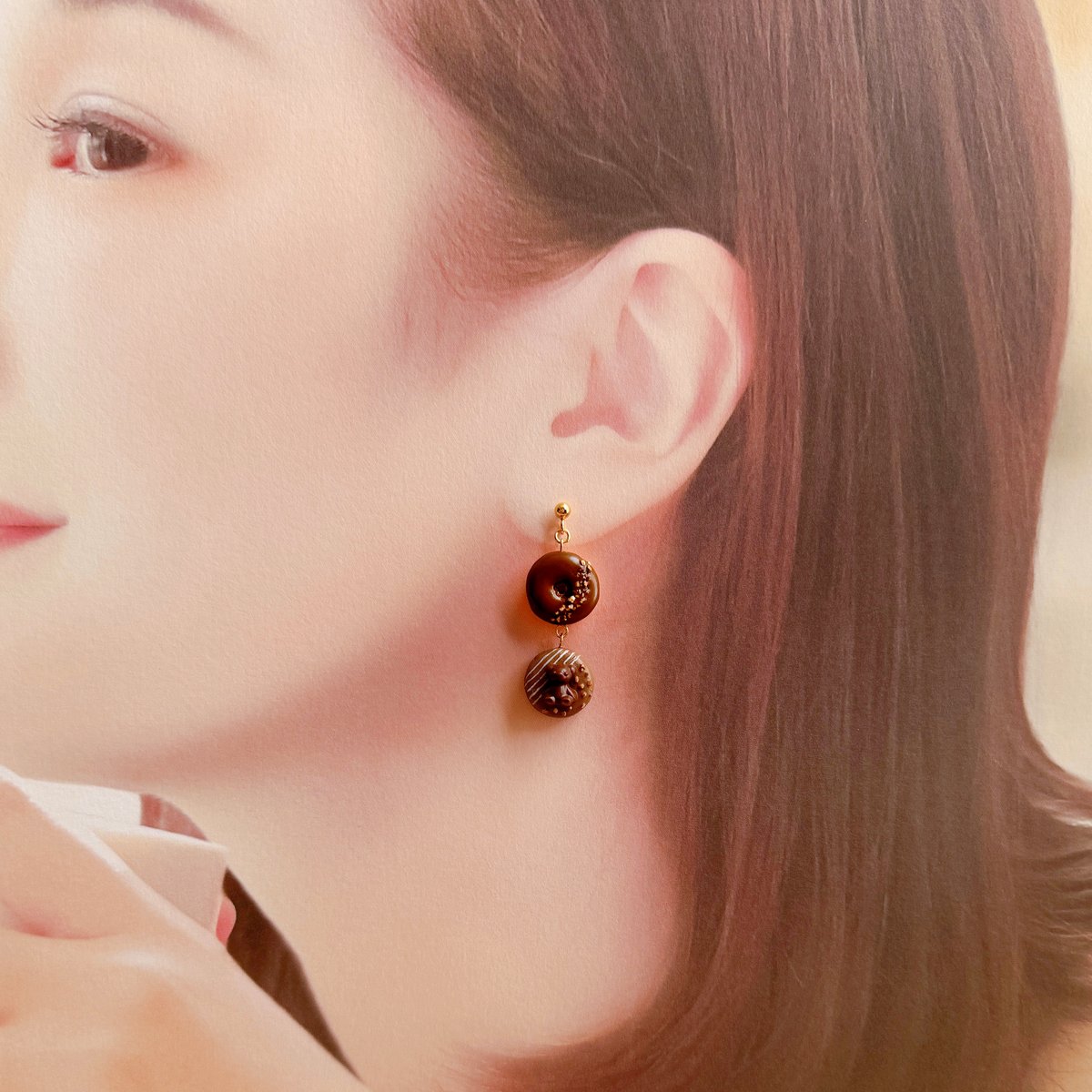 クマのチョコドーナツとチョコミルク/ピアスorイヤリング | Twinkle