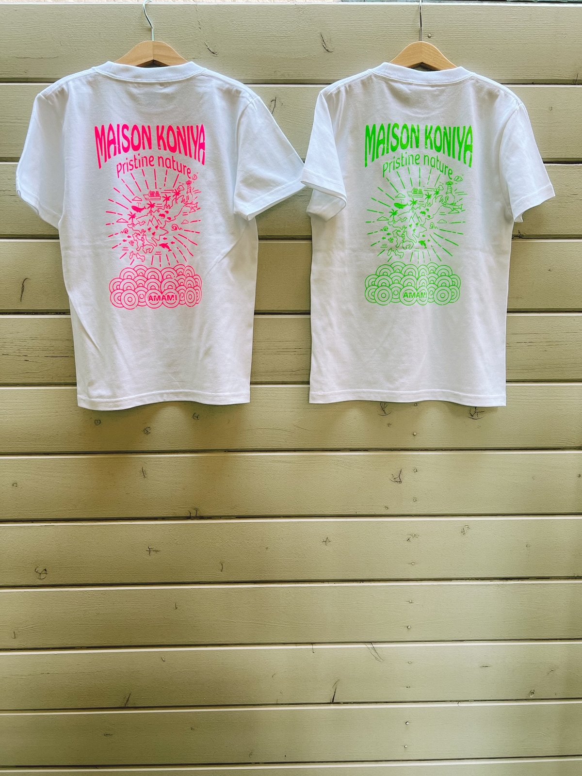 ★MEDM★ ロゴ カジュアル カラフルネオン 半袖Tシャツ/送料込 ネオンカラーMAP PRINT T-SHIRTS〈WHITE〉 | maison koniya