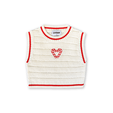 Organic Candy Cane Heart Vest-Milk