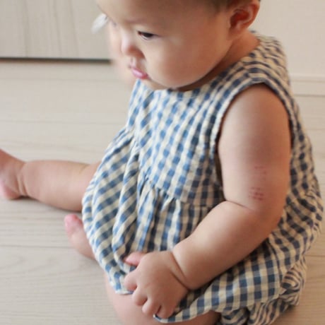 KIM ROMPER GOTS - CAPTAINS BLUE  CHECK