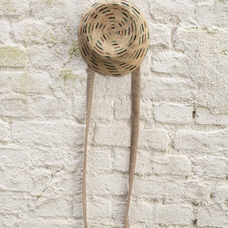 handknotted BUCKET HAT green, sand and black colored stripes