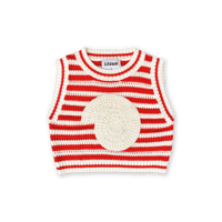 Organic Knitted Crochet-Shell Vest-Chilli