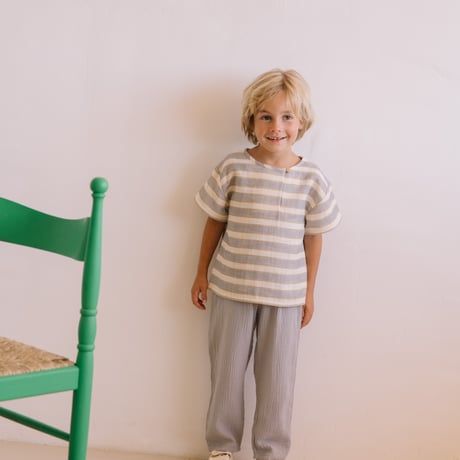 T-SHIRT ORSO 【BLUE/GOLD STRIPES】