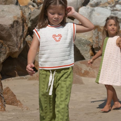 Organic Candy Cane Heart Vest-Milk
