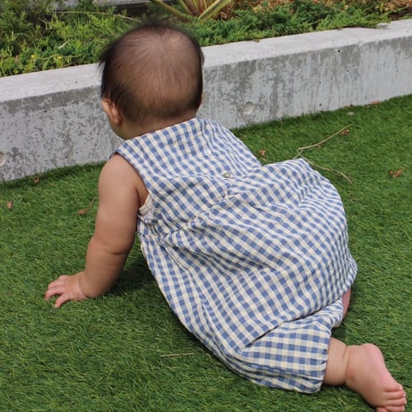 KIM ROMPER GOTS - CAPTAINS BLUE  CHECK