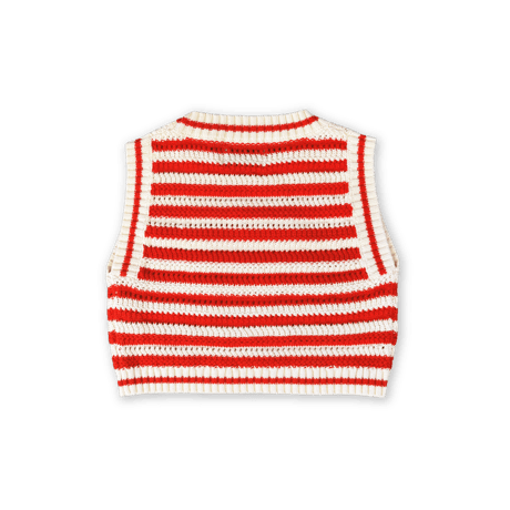 Organic Knitted Crochet-Shell Vest-Chilli