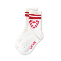 Candy Cane Herat Socks-Milk