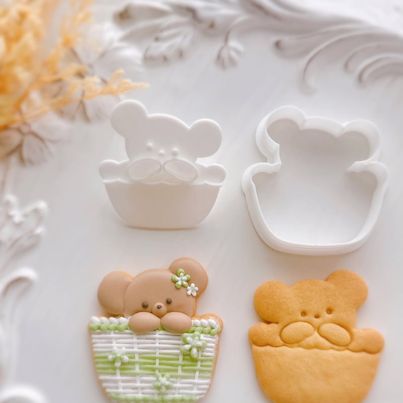 消しゴムはんこNo.333 ちびくまとジンジャークッキー 消しゴムはんこNo