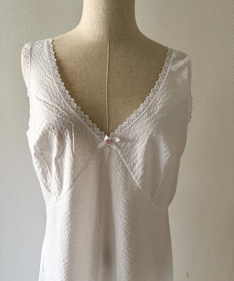 Vintage White Lace Trim Sleeveless Dress Made in USA