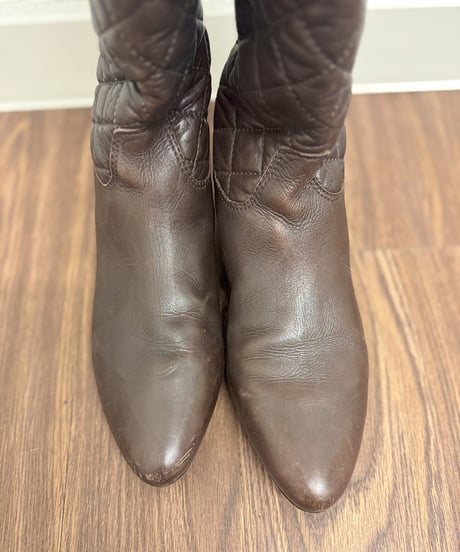 leather buckle long boots