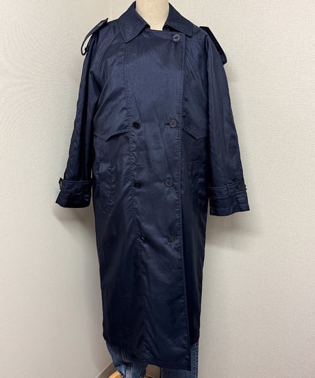 Classic Navy Polyester Trench Coat