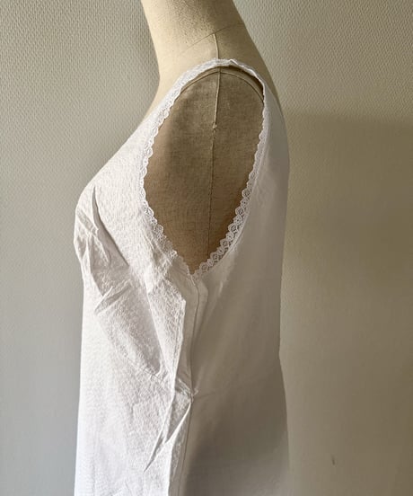 Vintage White Lace Trim Sleeveless Dress Made in USA