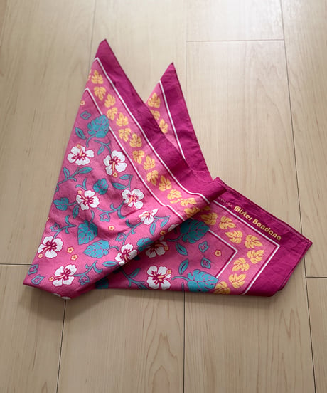 80s-90s Mister Bandana Hibiscus Vintage Bandana Made in USA