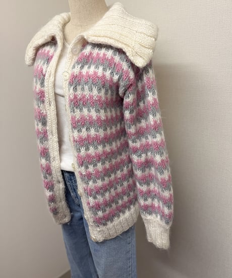volume mix knit cardigan