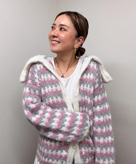 volume mix knit cardigan