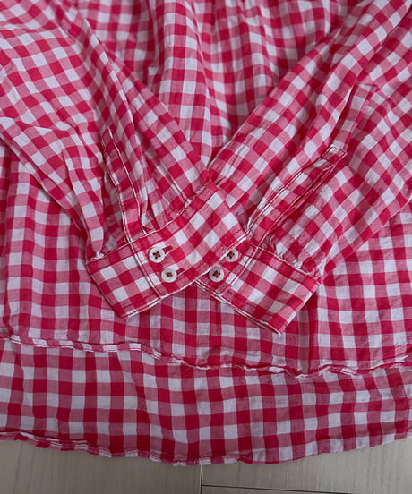 Vintage Red Gingham Peasant Blouse