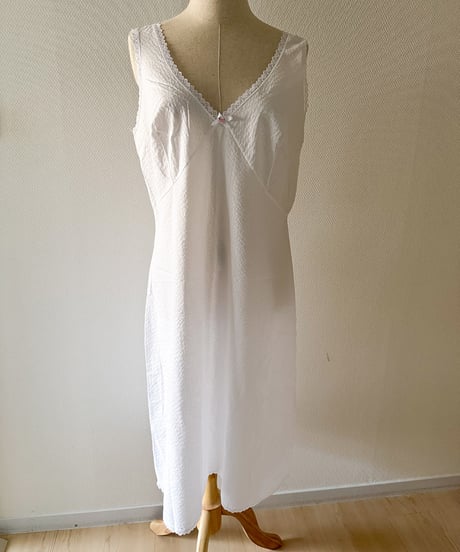 Vintage White Lace Trim Sleeveless Dress Made in USA