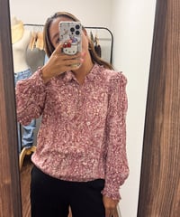 flower frill button blouse