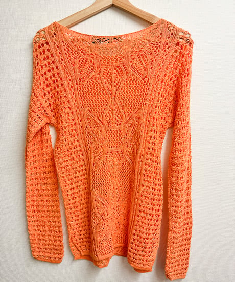 Crochet knit／orange