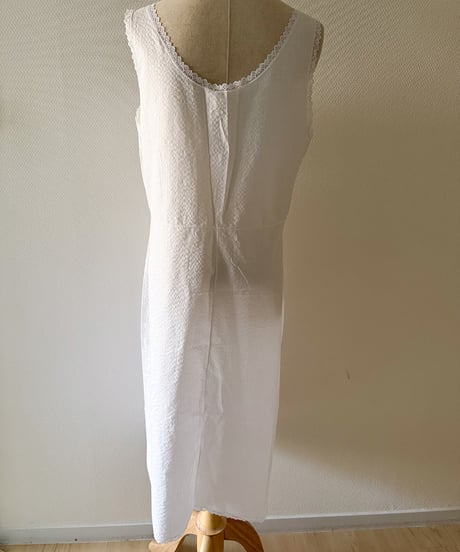 Vintage White Lace Trim Sleeveless Dress Made in USA