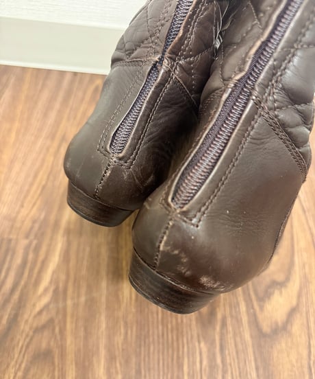 leather buckle long boots