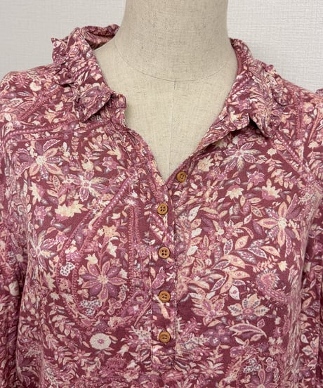 flower frill button blouse