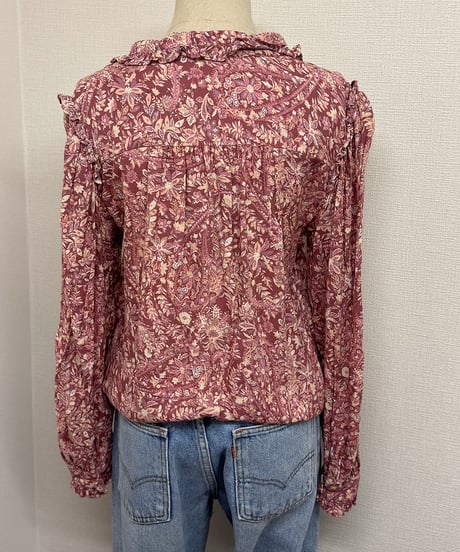 flower frill button blouse