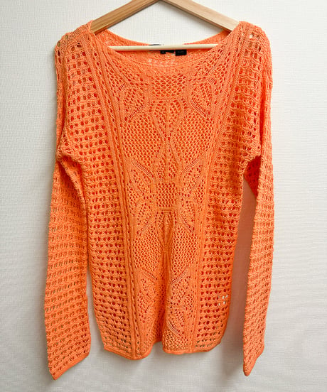 Crochet knit／orange